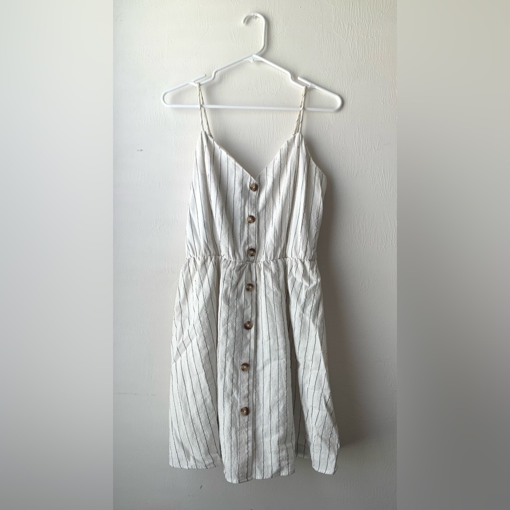 PURPLE SNOW Button Down Dress Spaghetti Strapped | Striped